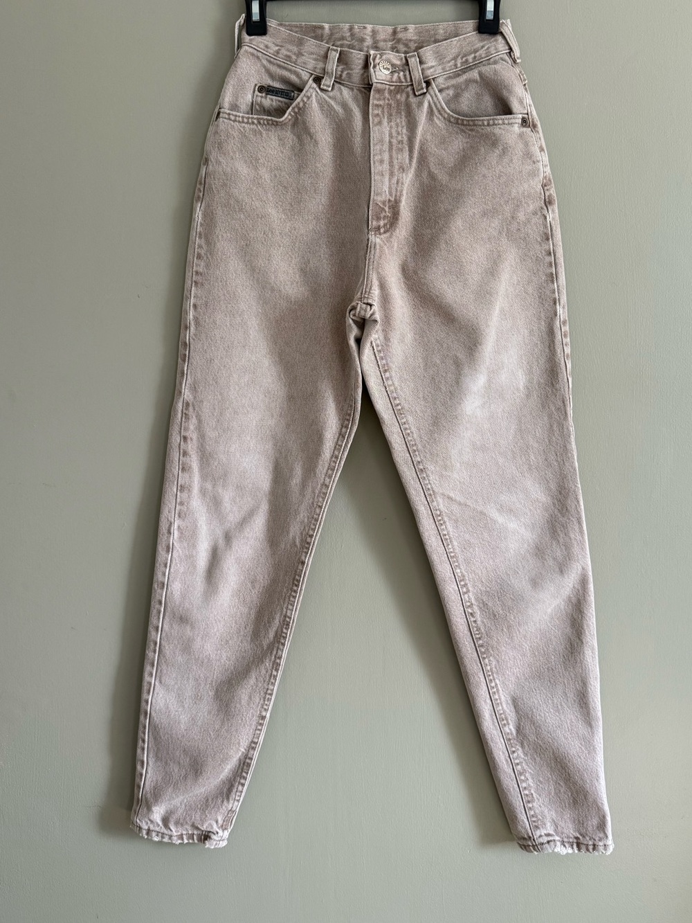 Vintage Lee Riveted 305 High Rise Mom Jeans Beige Stone Wash Size 6 Med USA